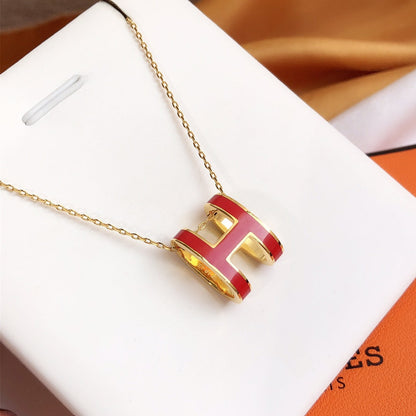 [Camiery]HM CLIC RED ENAMEL GOLD NECKLACE