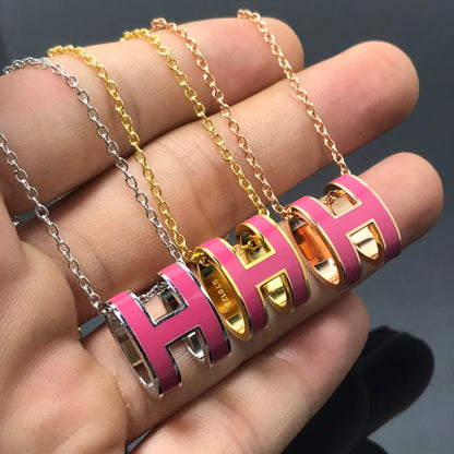 [Camiery]H NECKLACE PINK