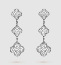 [Camiery]CLOVER 3 MOTIF DIAMOND SILVER DROP EARRINGS