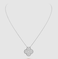 [Camiery]CLOVER 25MM LARGE PENDANT DIAMOND PAVED SILVER NECKLACE