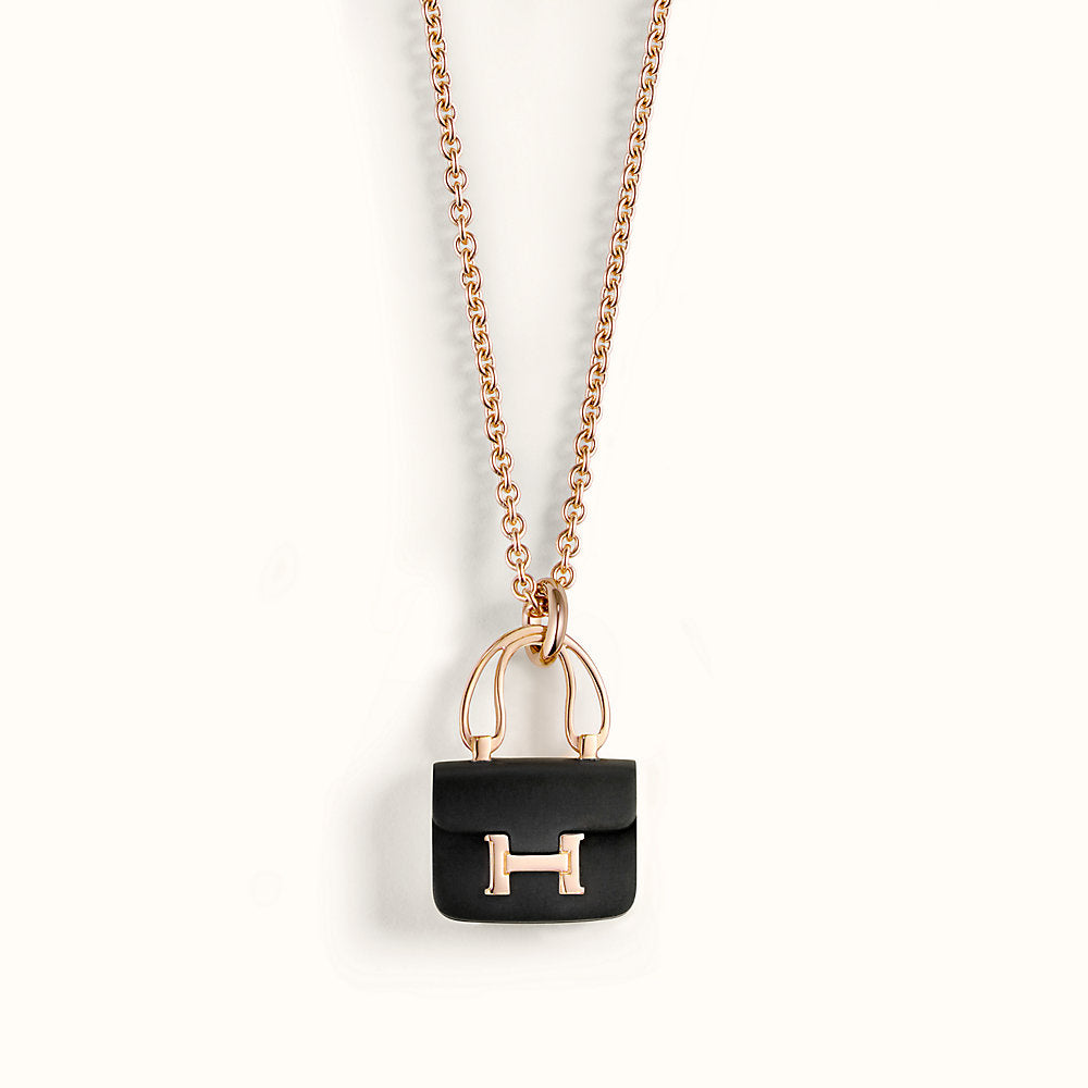[Camiery]CONSTANCE BLACK PEDANT PINK GOLD NECKLACE