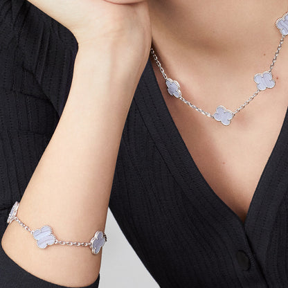 [Camiery]CLOVER 10 MOTIFS BLUE CHALCEDONY NECKLACE