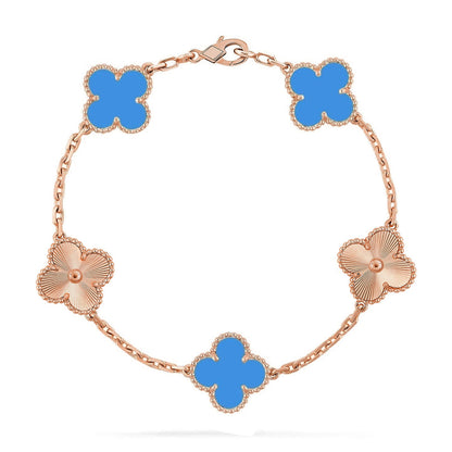 [Camiery] CLOVER 5 MOTIF BLUE AGATE BRACELET COLLECTION
