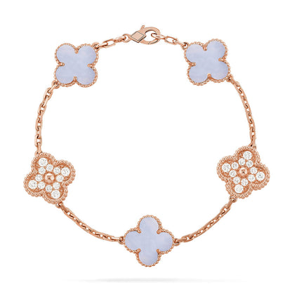 [Camiery] CLOVER 5 MOTIF PURPLE CHALCEDONY BRACELET COLLECTION