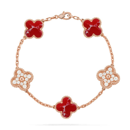 [Camiery]CLOVER 5 MOTIF RED PATTERN BRACELET COLLECTION