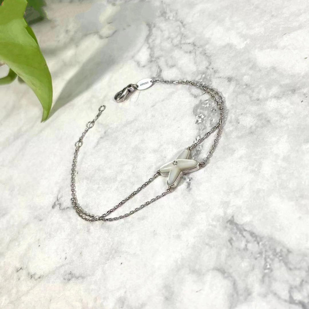 [Camiery]JEUX BRACELET WHITE MOP SILVER 1 DIAMOND