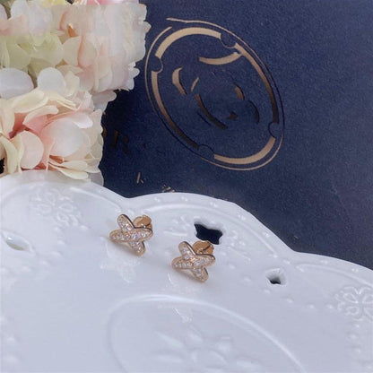 [Camiery]JEUX DE PINK GOLD DIAMOND EARRINGS