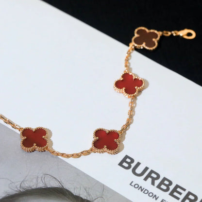 [Camiery] CLOVER 5 MOTIF RED CORNELIAN BRACELET COLLECTION