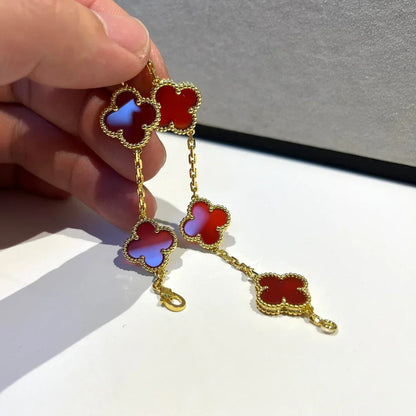 [Camiery] CLOVER 5 MOTIF RED CORNELIAN BRACELET COLLECTION