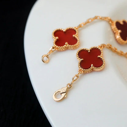 [Camiery] CLOVER 5 MOTIF RED CORNELIAN BRACELET COLLECTION