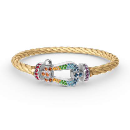 [Camiery]FORC LARGE HORSESHOE  COLORED DIAMOND BRACELET SILVER