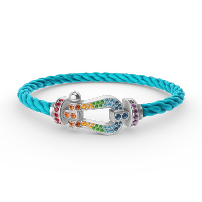 [Camiery]FORC LARGE HORSESHOE  COLORED DIAMOND BRACELET SILVER