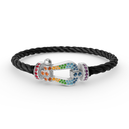 [Camiery]FORC LARGE HORSESHOE  COLORED DIAMOND BRACELET SILVER