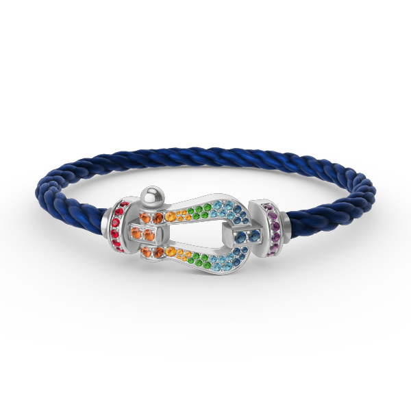 [Camiery]FORC LARGE HORSESHOE  COLORED DIAMOND BRACELET SILVER
