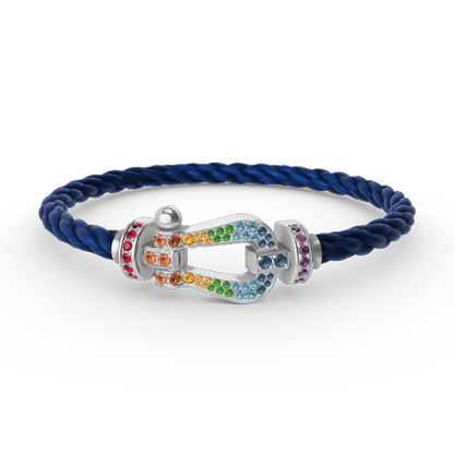 [Camiery]FORC LARGE HORSESHOE  COLORED DIAMOND BRACELET SILVER