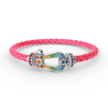 [Camiery]FORC LARGE HORSESHOE  COLORED DIAMOND BRACELET SILVER