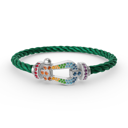 [Camiery]FORC LARGE HORSESHOE  COLORED DIAMOND BRACELET SILVER