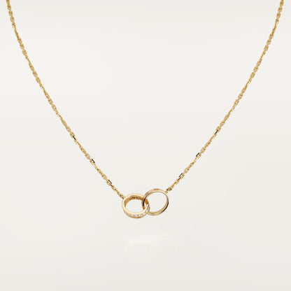 [Camiery] LOVE DOUBLE RING HALF DIAMOND NECKLACE