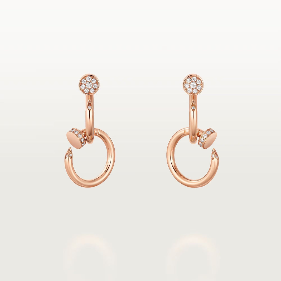 [Camiery] JUSTE HALF DIAMOND DOUBLE EARRINGS