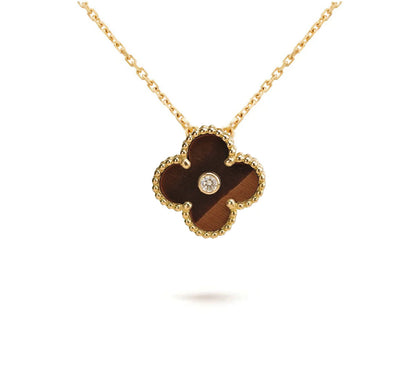 [Camiery]CLOVER 15MM DIAMOND SINGLE FLOWER NECKLACE COLLECTION