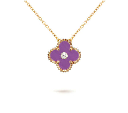 [Camiery]CLOVER 15MM DIAMOND SINGLE FLOWER NECKLACE COLLECTION