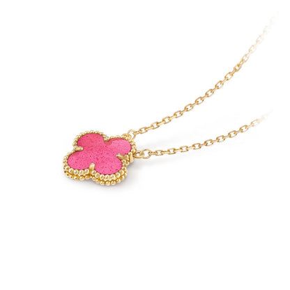 [Camiery] NEW CLOVER 15MM PINK ENAMEL NECKLACE