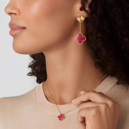 [Camiery] NEW CLOVER 15MM PINK ENAMEL NECKLACE