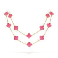 [Camiery] NEW CLOVER 20 MOTIFS PINK ENAMEL NECKLACE