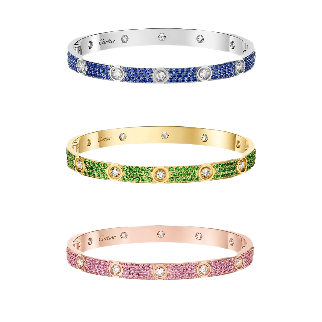 [Camiery]2026 PAVE GEMSTONE LOVE BRACELET 6.1MM 10 DIAMONDS