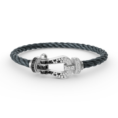 [Camiery]FORCE LARGE HORSESHOE BLACK WHITE DIAMOND BRACELET SILVER