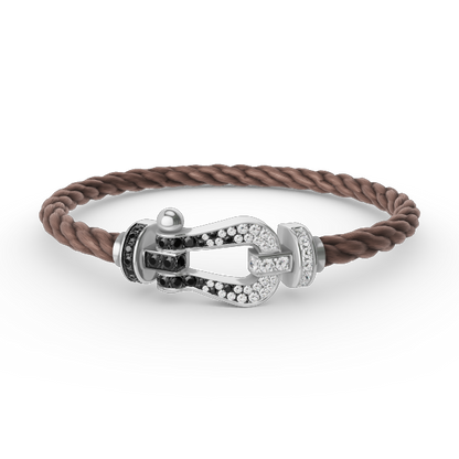 [Camiery]FORCE LARGE HORSESHOE BLACK WHITE DIAMOND BRACELET SILVER