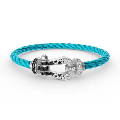 [Camiery]FORCE LARGE HORSESHOE BLACK WHITE DIAMOND BRACELET SILVER