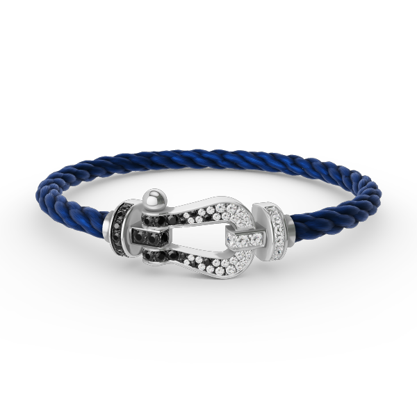 [Camiery]FORCE LARGE HORSESHOE BLACK WHITE DIAMOND BRACELET SILVER