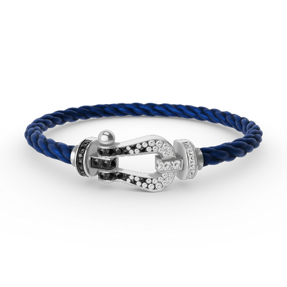 [Camiery]FORCE LARGE HORSESHOE BLACK WHITE DIAMOND BRACELET SILVER