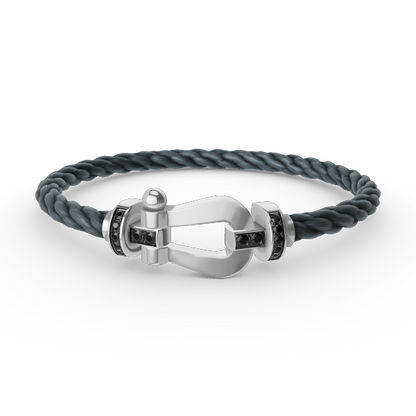 [Camiery]FORCE LARGE HORSESHOE BLACK DIAMOND BRACELET SILVER