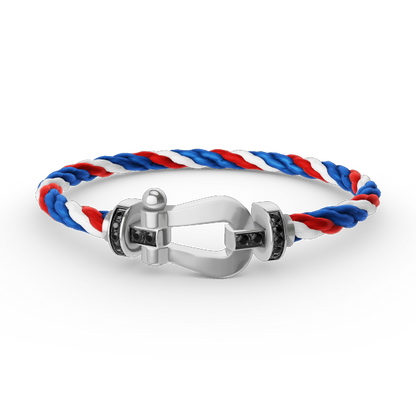 [Camiery]FORCE LARGE HORSESHOE BLACK DIAMOND BRACELET SILVER