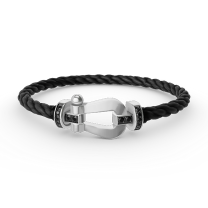 [Camiery]FORCE LARGE HORSESHOE BLACK DIAMOND BRACELET SILVER