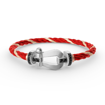 [Camiery]FORCE LARGE HORSESHOE BLACK DIAMOND BRACELET SILVER