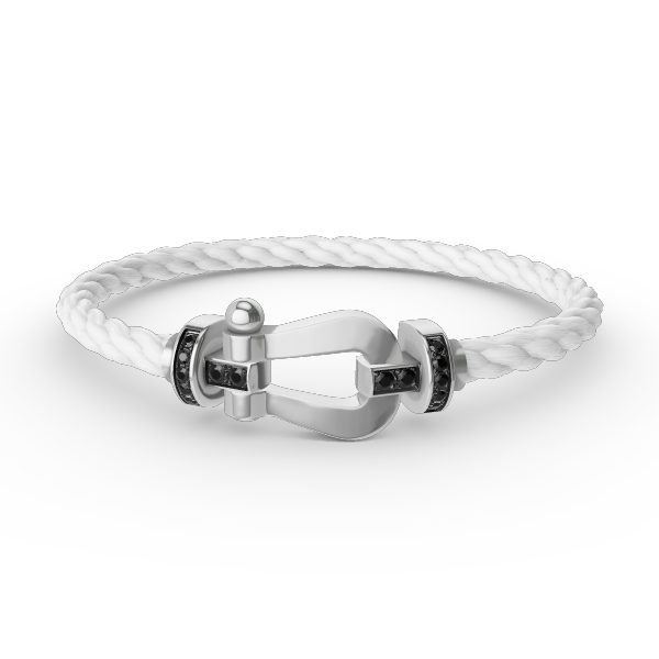 [Camiery]FORCE LARGE HORSESHOE BLACK DIAMOND BRACELET SILVER