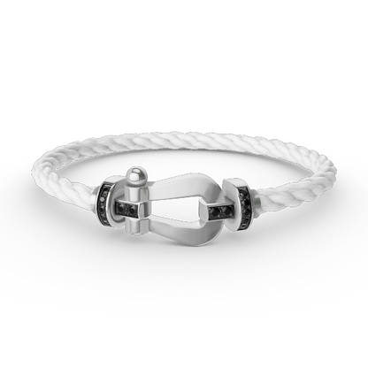 [Camiery]FORCE LARGE HORSESHOE BLACK DIAMOND BRACELET SILVER