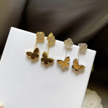 [Camiery]BUTTERFLY 2 MOTIF TIGER EYE MOP EARRINGS