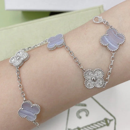 [Camiery] CLOVER 5 MOTIF PURPLE CHALCEDONY BRACELET COLLECTION