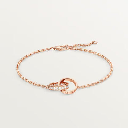 [Camiery] LOVE DOUBLE RING HALF DIAMOND BRACELET