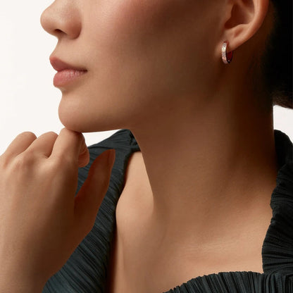 [Camiery] LOVE 3.3MM DANGLE HALF DIAMOND EARRINGS