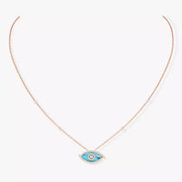 [Camiery]Lucky Eye Diamond Necklace in Rose Gold and Turquoise