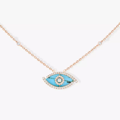 [Camiery]Lucky Eye Diamond Necklace in Rose Gold and Turquoise