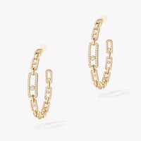 [[Camiery]Move Link Diamond Hoop Earrings