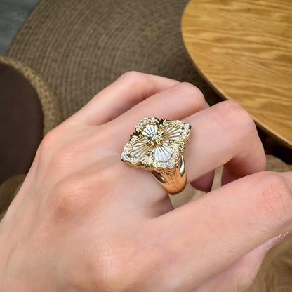 [Camiery JEWELRY] OPERA TULLE  RING WITH  ENAMEL BACKGROUND