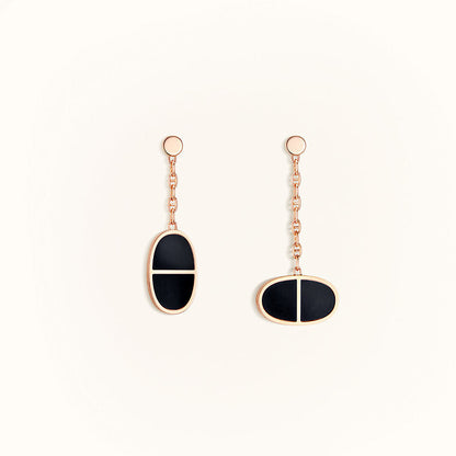[Camiery]CHAINE VERSO BLACK CERAMIC EARRINGS