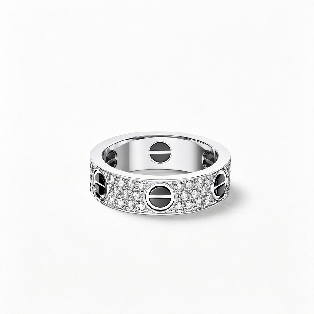 [Camiery] LOVE RING 5.5MM DIAMONDS PAVED CERAMIC